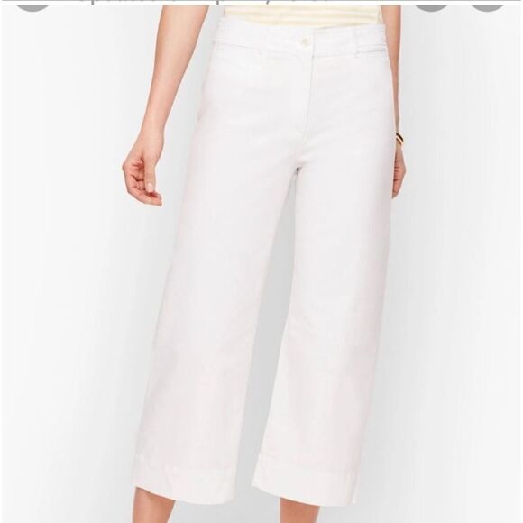 Talbots Wide Leg Crop Chino White Pants Women’s Size 2 - Picture 1 of 16